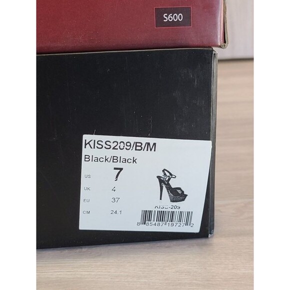 Pleaser Black 4.5" Heels S600 Size 7 NIB – Platform Ankle Strap Stiletto Shoes - Picture 5 of 9